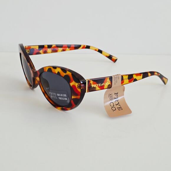 Frye Oversized Cat Eye Tortoise Shell Print Sunglasses Brown Black 100% UV lens - Picture 8 of 10